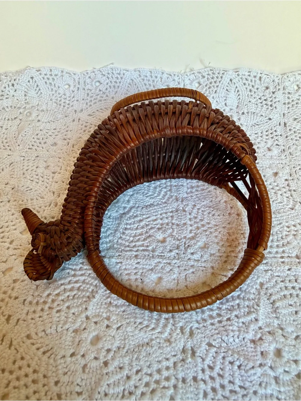 Vintage Handwoven Wicker Chicken Basket Rustic Farmhouse Easter Egg Decor